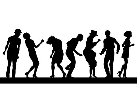 Couple of young guy and girl on white backgroundのイラスト素材