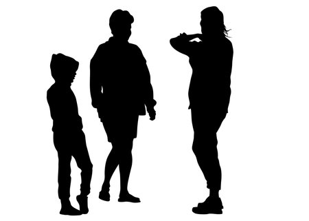 Families with little child on white backgroundのイラスト素材