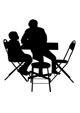 People in urban cafe on white backgroundのイラスト素材