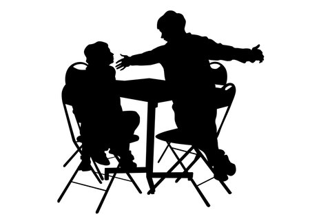 People in urban cafe on white backgroundのイラスト素材