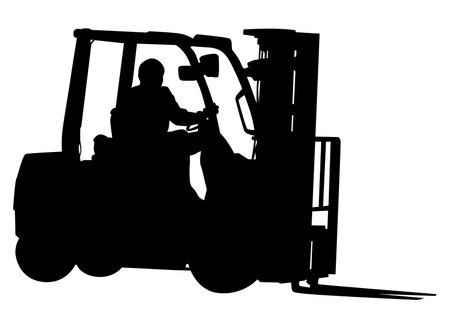 Work cars for cargo industry. Silhouettes on white backgroundのイラスト素材