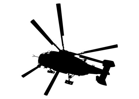 Tourist helicopter flies across the sky. Isolated silhouette on white backgroundのイラスト素材