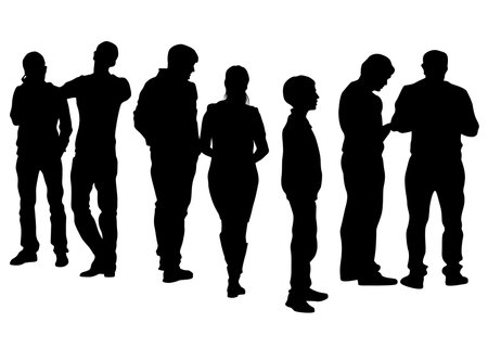 Big crowds people walking on white backgroundのイラスト素材