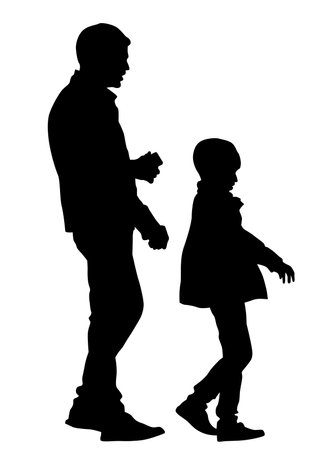 Families with little child on white backgroundのイラスト素材