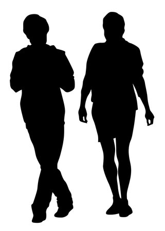 Couple of young guy and girl on white backgroundのイラスト素材