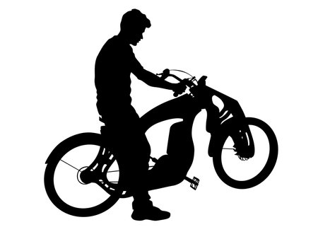 Old big bike on white backgroundのイラスト素材