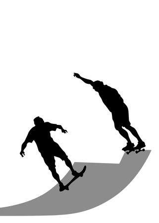 Silhouette athletes of skates on white backgroundのイラスト素材