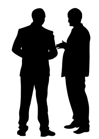 Young people in fashionable clothes on the street. Isolated silhouettes on white backgroundのイラスト素材