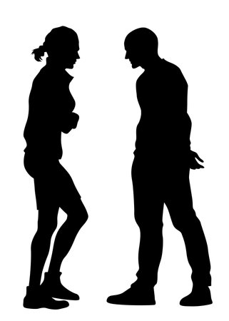 Couple of young guy and girl on white backgroundのイラスト素材
