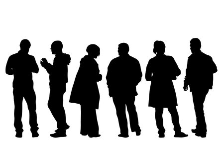Big crowds people walking on white backgroundのイラスト素材