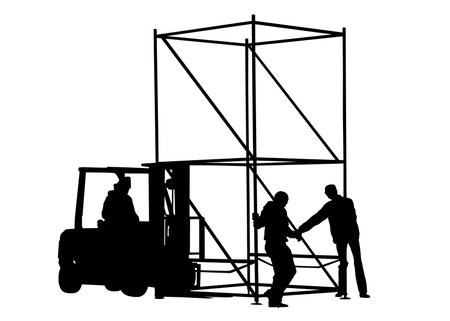 Work cars for cargo industry. Silhouettes on white backgroundのイラスト素材