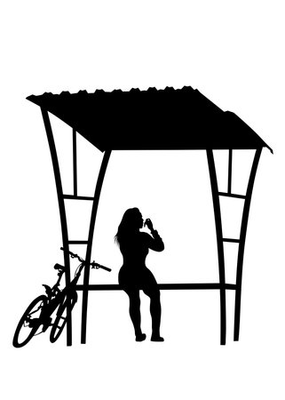 Sport people whit bike on white backgroundのイラスト素材