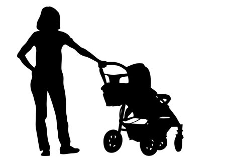Families with little child on white backgroundのイラスト素材