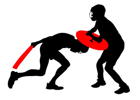 Men in sport fight with swords on white backgroundのイラスト素材