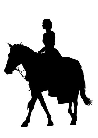 Horseman rides a horse on a white backgroundのイラスト素材