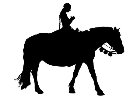 Horseman rides a horse on a white backgroundのイラスト素材