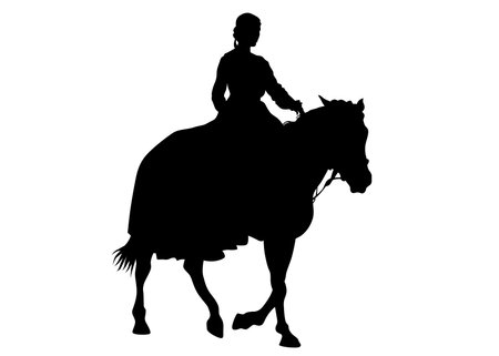Horseman rides a horse on a white backgroundのイラスト素材