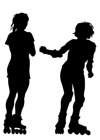 Silhouette athletes of roller skates on white backgroundのイラスト素材