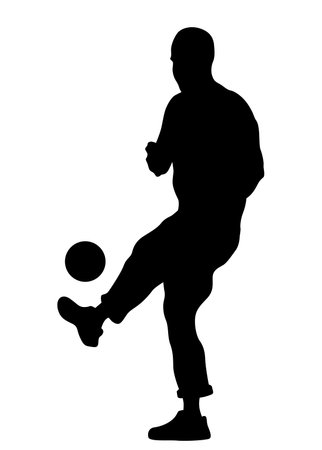 Young man with ball on white backgroundのイラスト素材