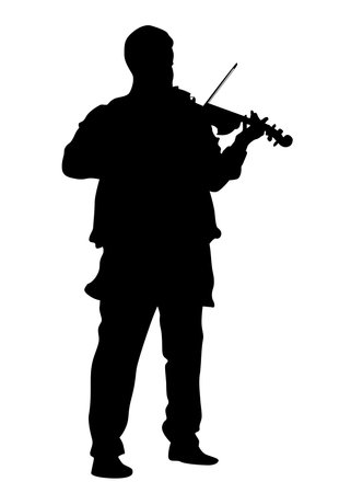 Man with a violin in his hand on white backgroundのイラスト素材