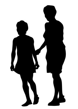 Families with little child on white backgroundのイラスト素材