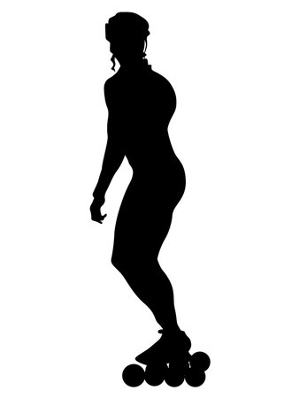 Silhouette athletes of roller skates on white backgroundのイラスト素材