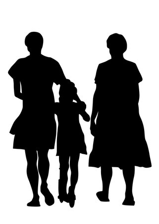 Families with little child on white backgroundのイラスト素材