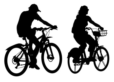 Sport people whit bike on white backgroundのイラスト素材