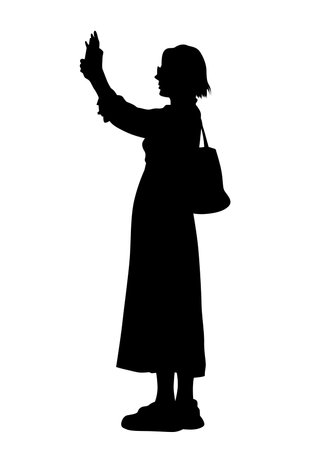Woman with a photo camera on white backgroundのイラスト素材