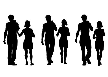 Couple of young guy and girl on white backgroundのイラスト素材