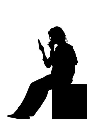 Woman with a photo camera on white backgroundのイラスト素材