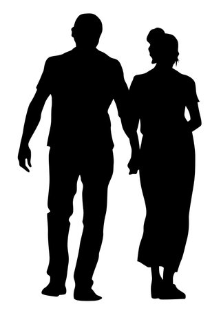 Couple of young guy and girl on white backgroundのイラスト素材