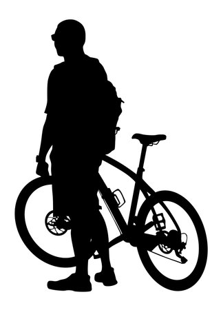 Sport people whit bike on white backgroundのイラスト素材