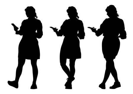 Woman with a photo camera on white backgroundのイラスト素材