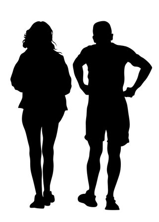 Couple of young guy and girl on white backgroundのイラスト素材
