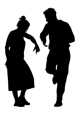 Couple of young guy and girl on white backgroundのイラスト素材