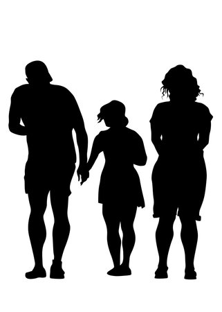 Families with little child on white backgroundのイラスト素材
