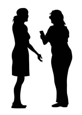 Woman with a photo camera on white backgroundのイラスト素材