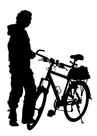 Sport people whit bike on white backgroundのイラスト素材