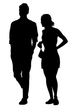 Couple of young guy and girl on white backgroundのイラスト素材