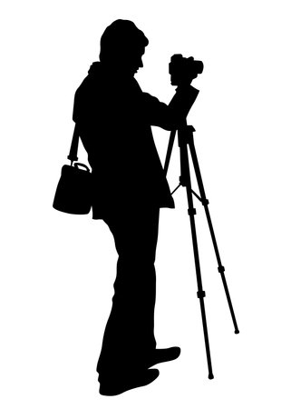 People with a photo camera on white backgroundのイラスト素材