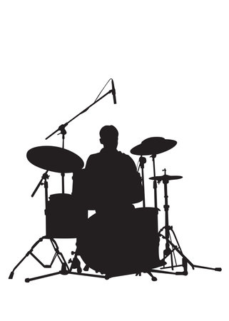 Drum kit for rock band on a white backgroundのイラスト素材