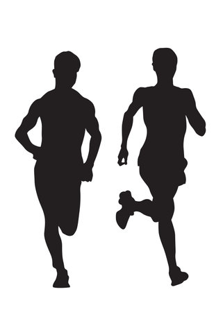 People athletes on running race on white backgroundのイラスト素材