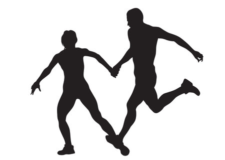 People athletes on running race on white backgroundのイラスト素材