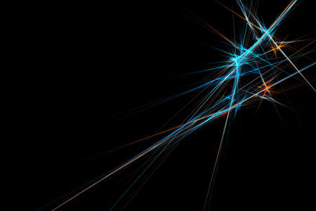 abstract colored rays on a black backgroundの写真素材