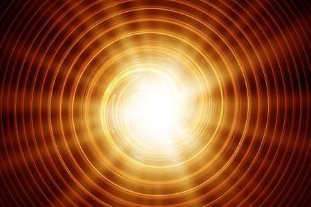 abstract sun, emitting rays of red and gold colors, and the radial wavesの写真素材