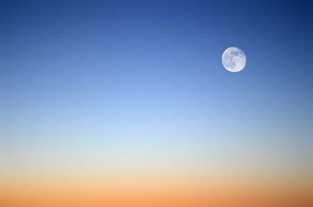 Summer. Full moon in the pure evening skyの写真素材