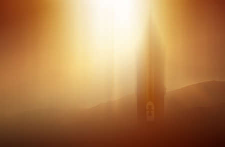 Abstract orange background with sunshine and motion blurの写真素材