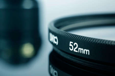 Camera photo lens  52mm on the backgroundの写真素材