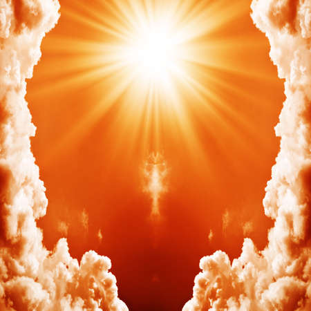 Abstract explosion of powerful energy in the cloudsの写真素材